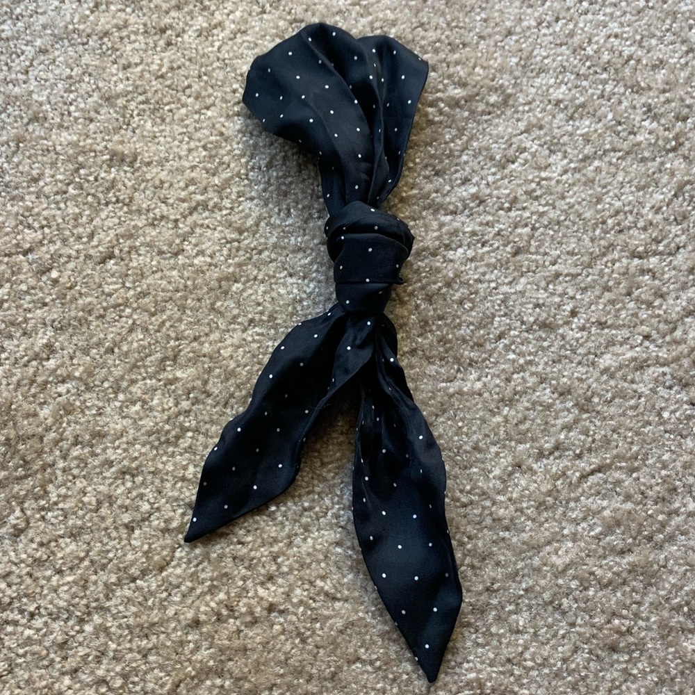 LOFT Black Polka Dot Neck Tie Silk Scarf
